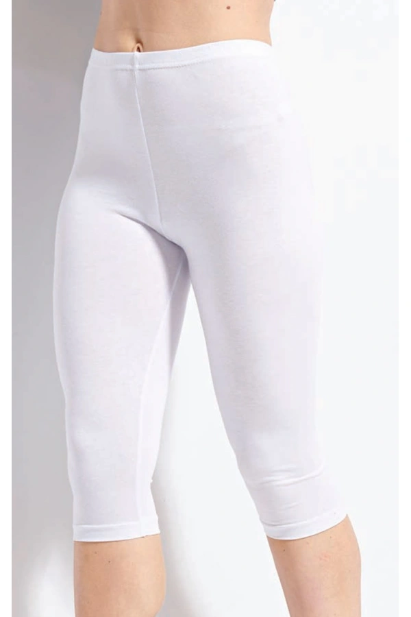 Kolcu Kadın BEYAZ Elastan Kapri Tayt 454