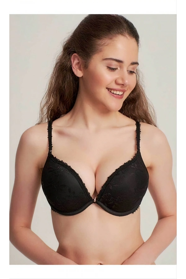 LE JARDİN LOANNA Çift Destekli Sihirli Dantelli Sütyen-SİYAH