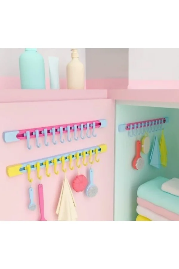 10 Kancalı Raylı Mutfak ve Banyo Düzenleyici Askı