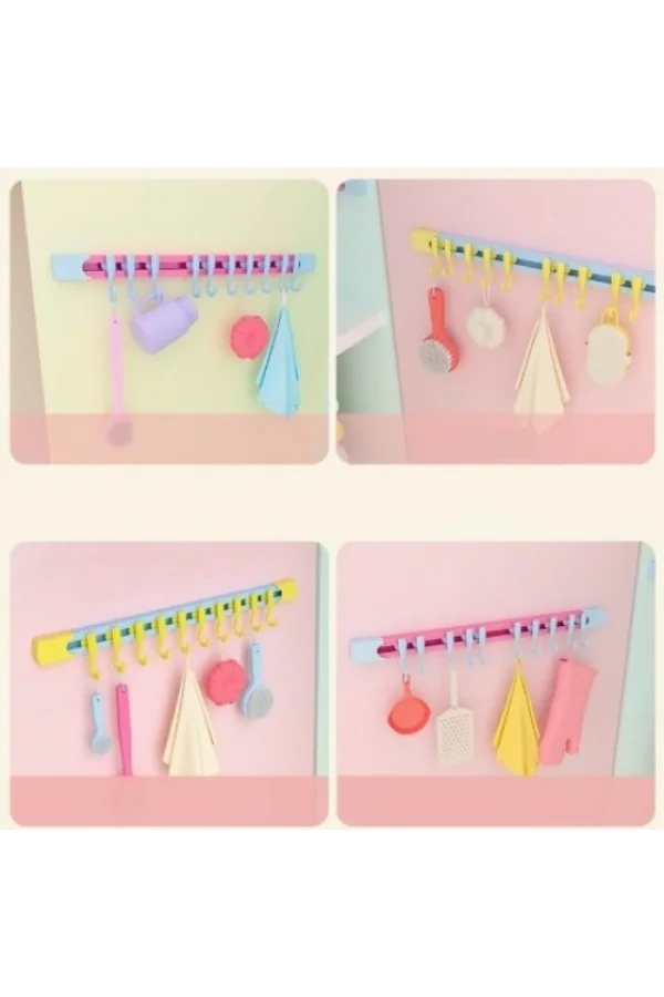 10 Kancalı Raylı Mutfak ve Banyo Düzenleyici Askı