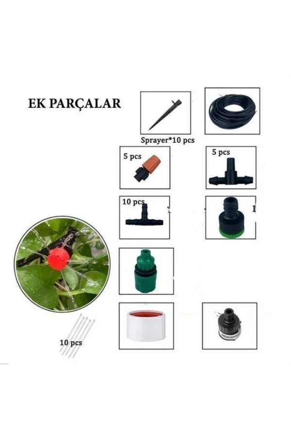 10 Metre Bahçe Sulama Sistemi Seti