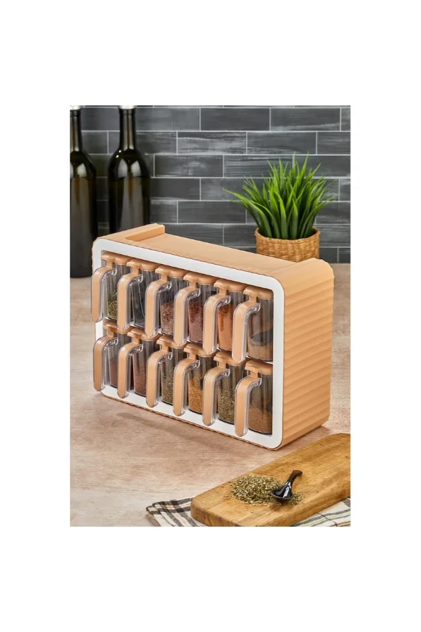 12li Standlı Kaşıklı Baharatlık Seti
