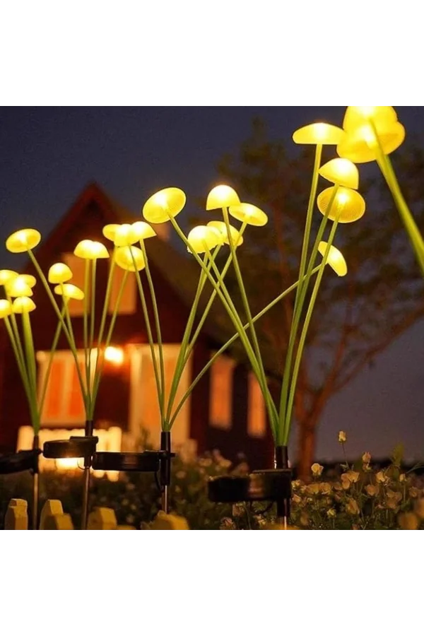 2 Adet Plastik Mantar Sensörlü Solar Bahçe Lambası