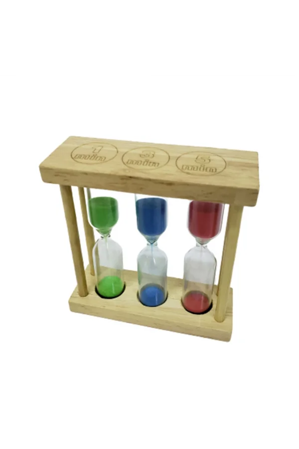 3lü Ahşap Kum Saati 1-3-5 Dakikalık
