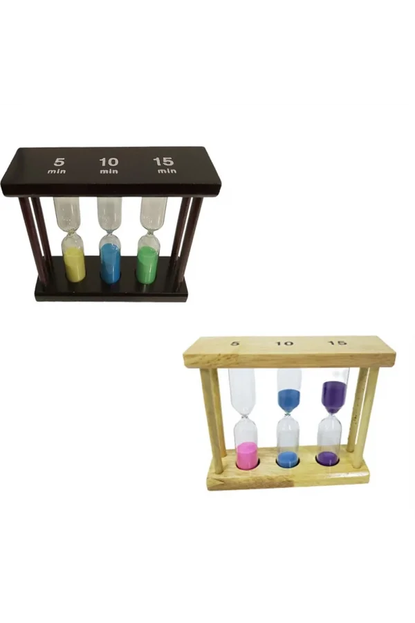 3lü Ahşap Kum Saati 5-10-15 Dakikalık