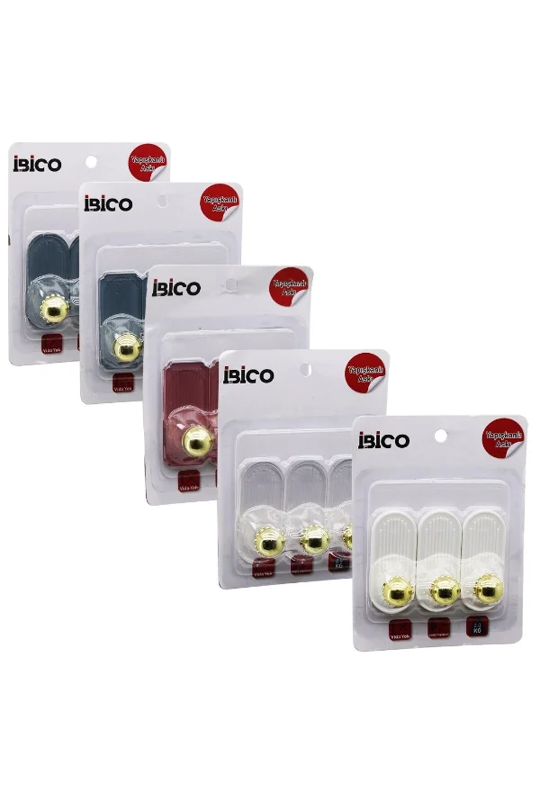 3lü Gold Top Uçlu Yapışkanlı Plastik Askı