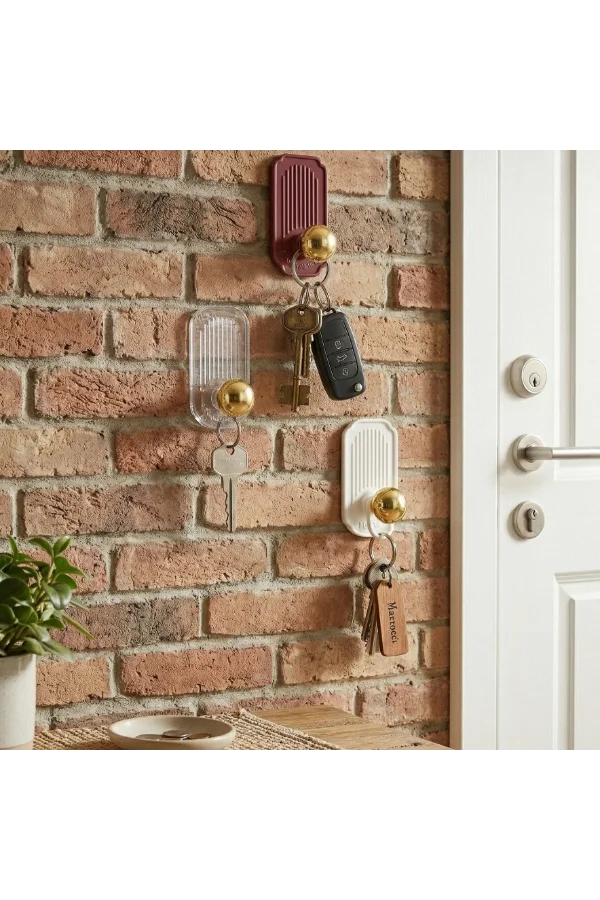 3lü Gold Top Uçlu Yapışkanlı Plastik Askı