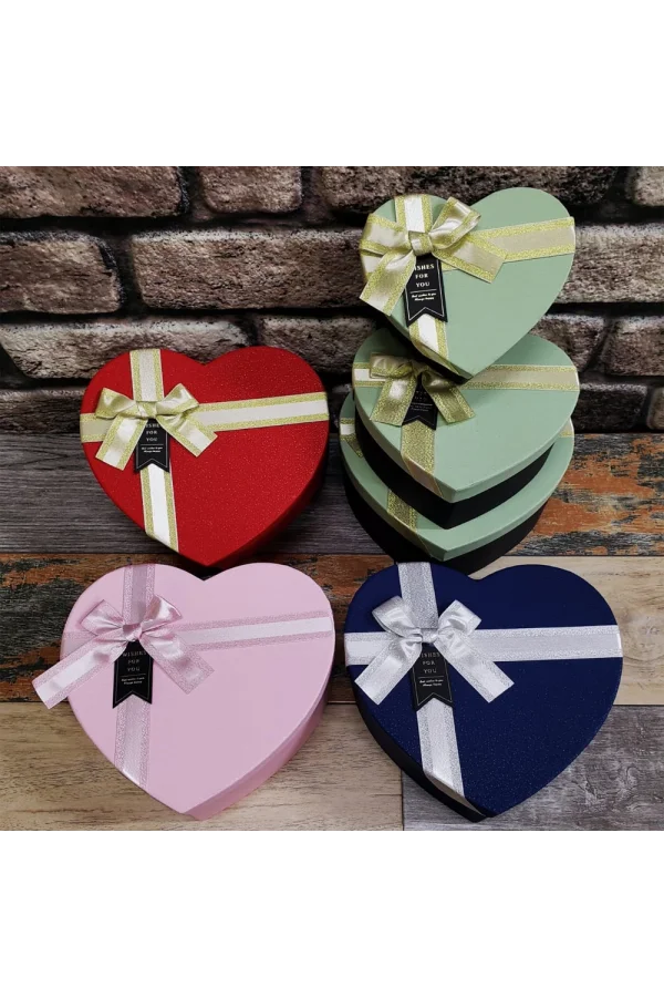 3lü Hediyelik Kalp Kutu Seti