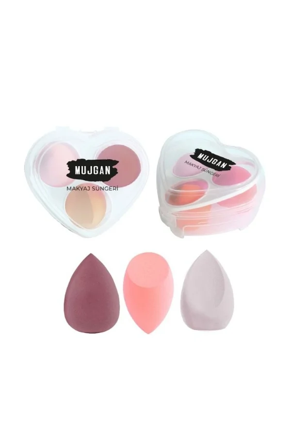 3lü Makyaj Süngeri Seti Kalpli Kutu