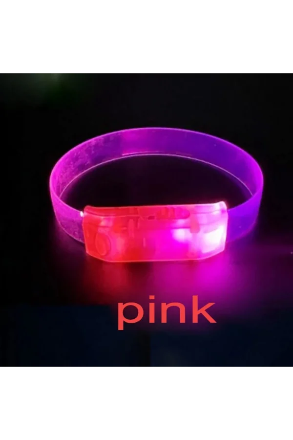 3 Modlu Pilli LED Işıklı Esnek Parti Bilekliği Pembe