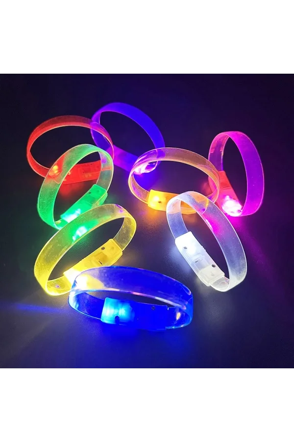 3 Modlu Pilli LED Işıklı Esnek Parti Bilekliği Sarı