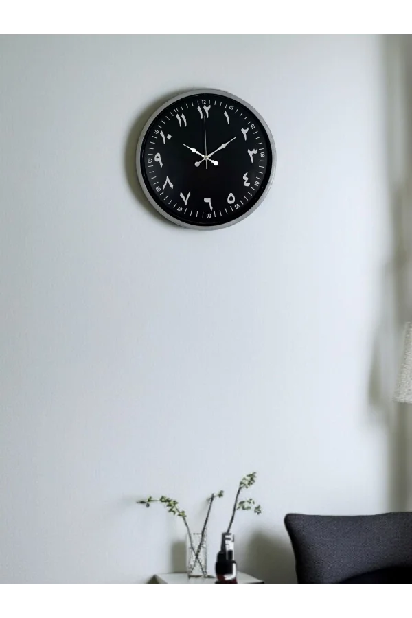 36 Cm Gri Arapça Rakamlı Duvar Saati