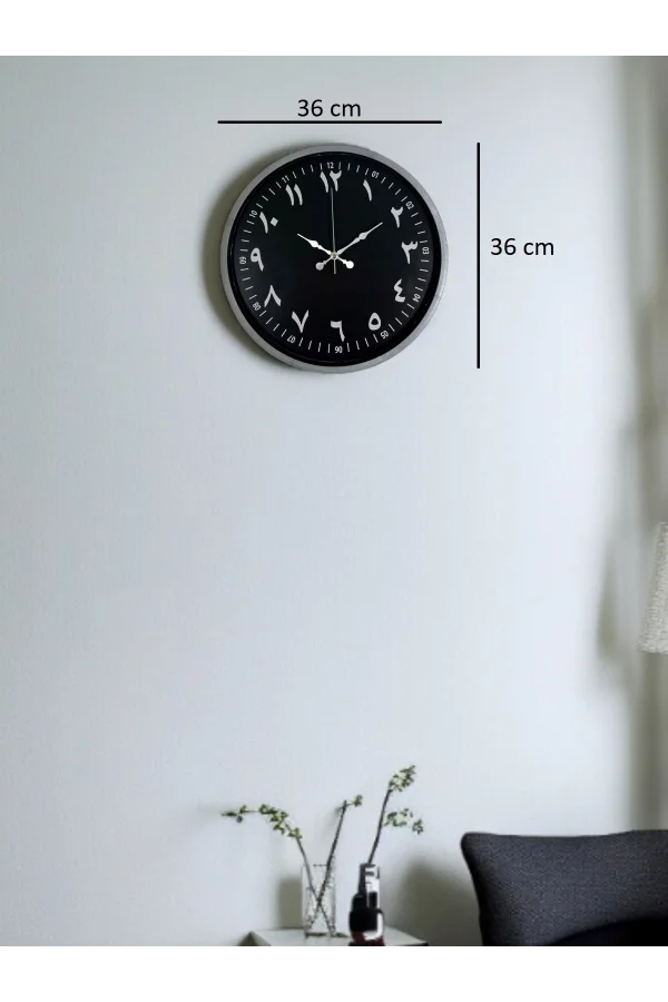 36 Cm Gri Arapça Rakamlı Duvar Saati
