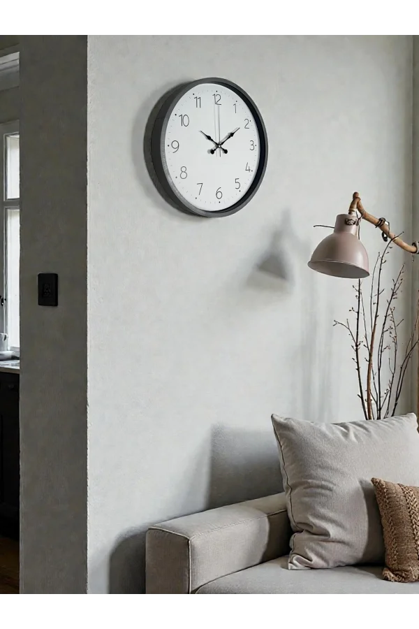 36 Cm Gri Dekoratif Duvar Saati