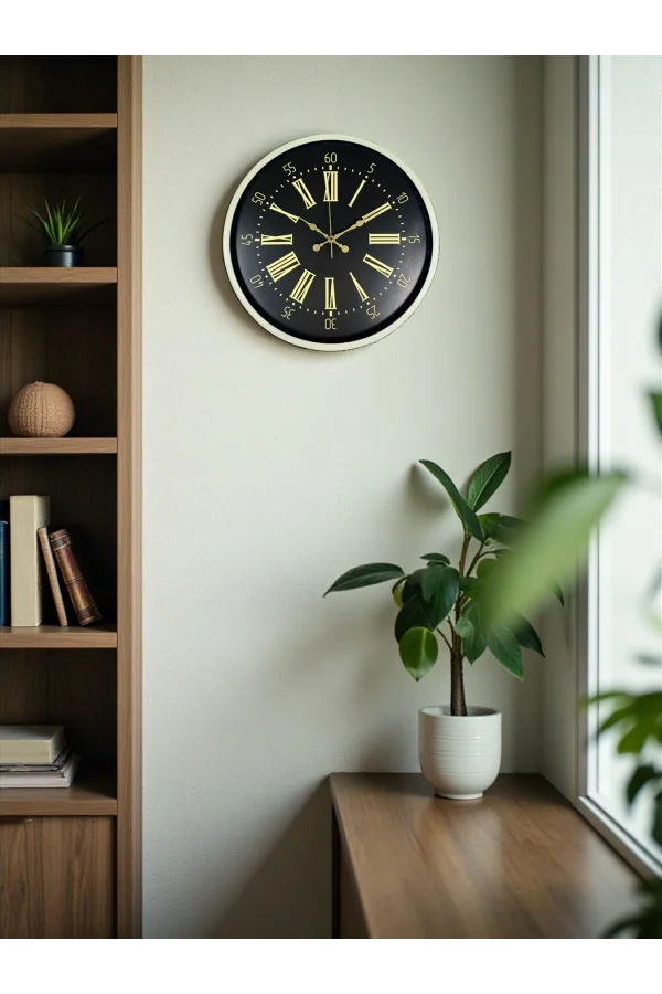 36 Cm Krem Dekoratif Duvar Saati