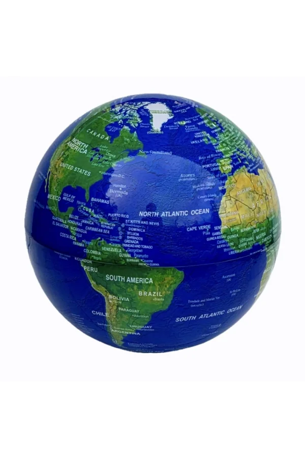 360 Derece Dönen LED Işıklı Mavi Dünya Küresi