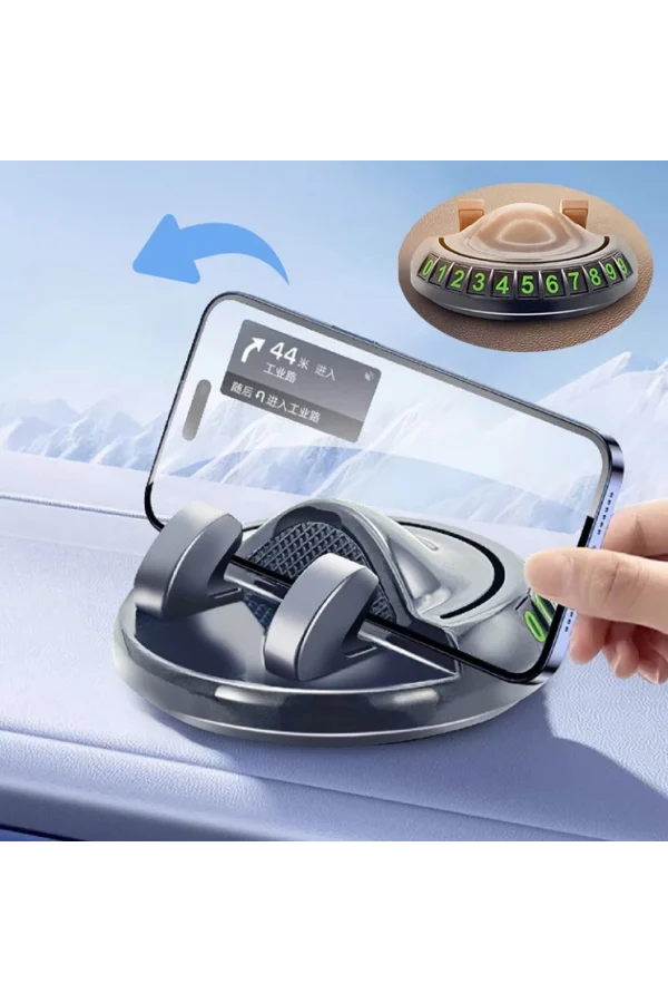 360° Dönebilen Yapışkanlı Numaratörlü Araç Telefon Tutucu