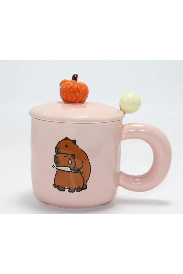 3D Capybara Desenli Porselen Kupa Bardak