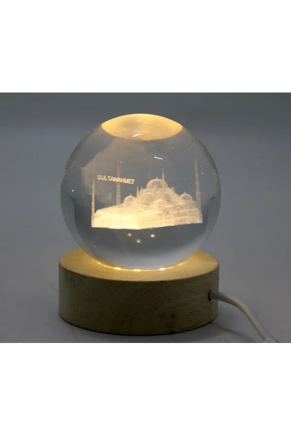 3D İstanbul Temalı Kristal Cam Küre Led Lamba Model 1