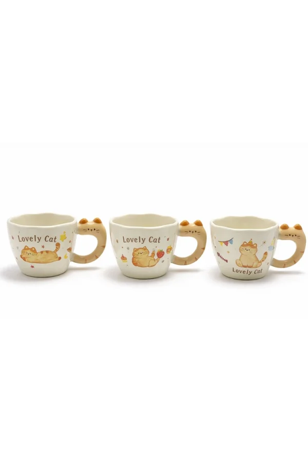3D Kedi Kuyruk Detaylı Kupa Bardak