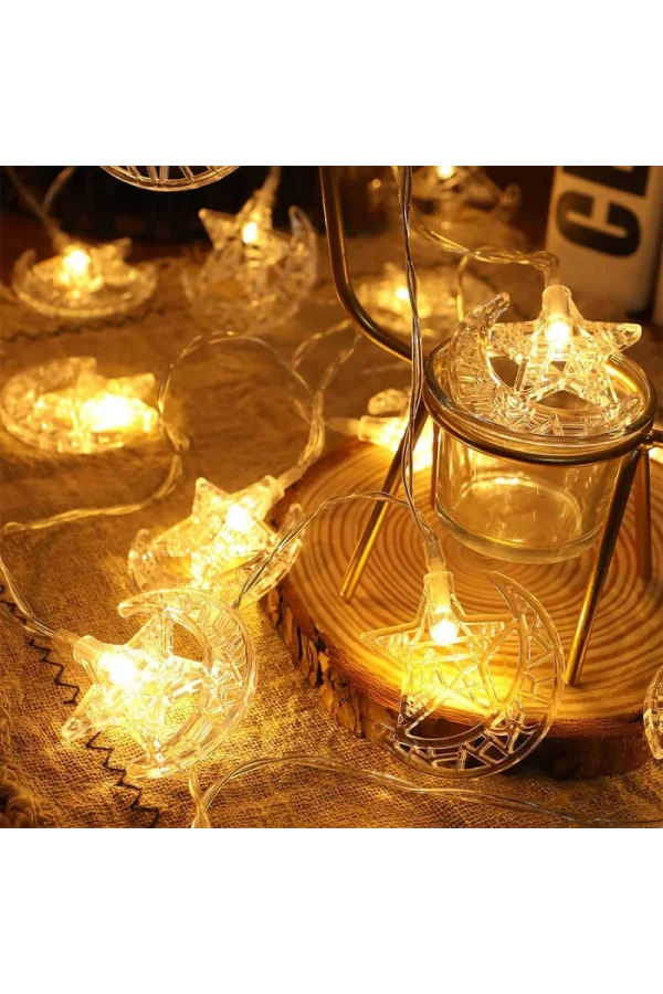 3m 20 Led 2 Kademeli Ay Yıldız Pilli LED Işık