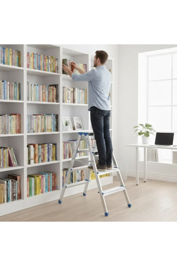 4+4 Çift Basamaklı Alüminyum Metal Merdiven