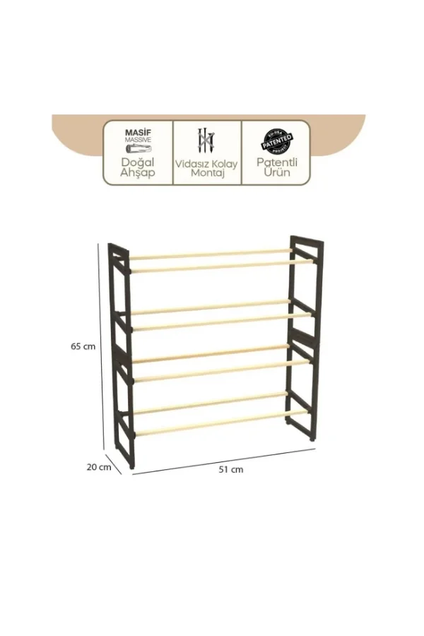 4 Katlı Ahşap Ayakkabılık