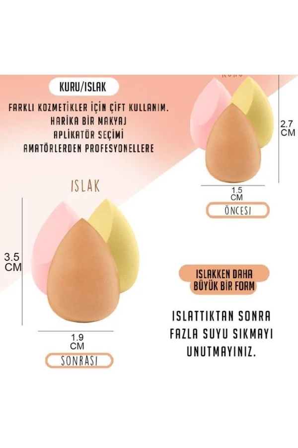 4lü Kapaklı Armut Makyaj Süngeri Seti