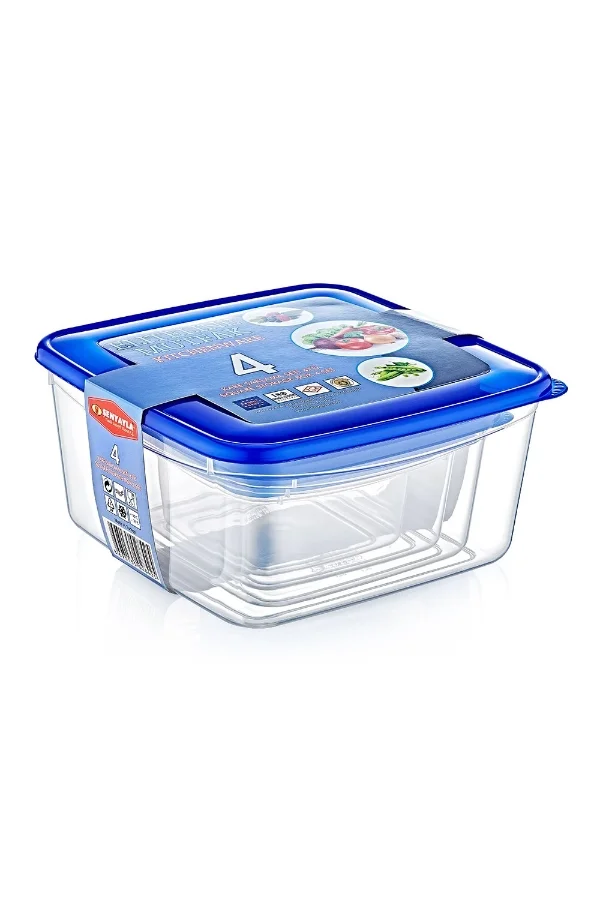 4lü Kare Saklama Kabı Seti