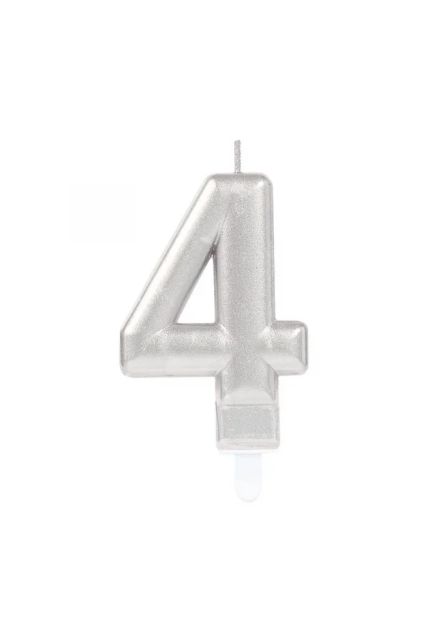 4 Rakamı Mum Gümüş Renk