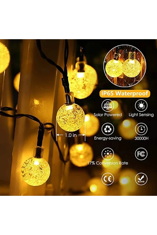 5 Metre Sarı Opak Solar Top LED Işık