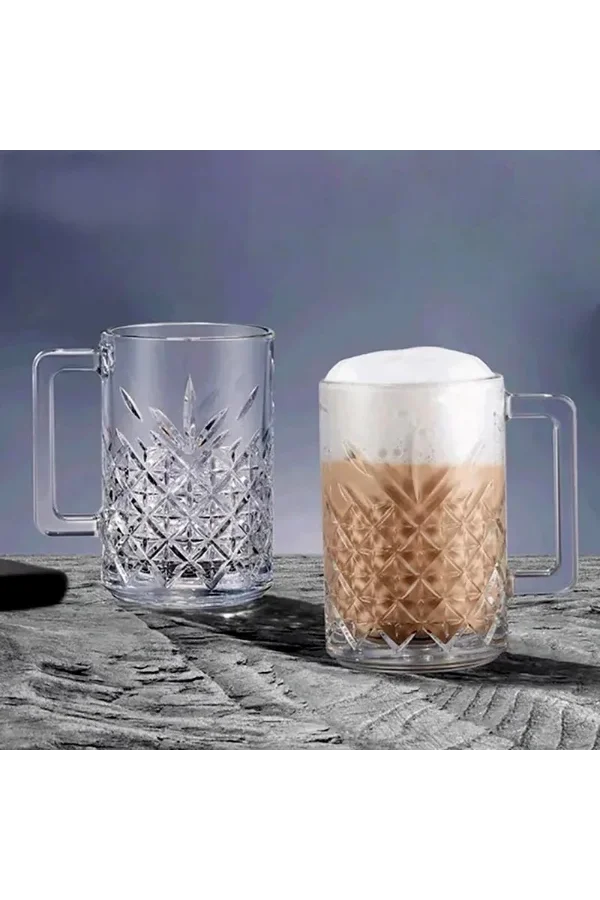 6lı Kulplu Kristal Meşrubat Bardağı