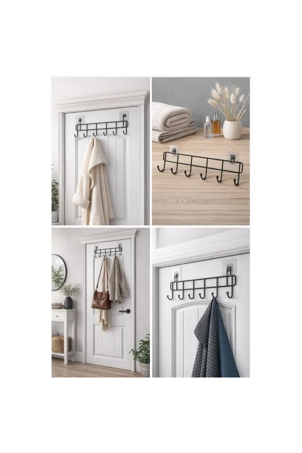 6lı Yapışkanlı Kapı Arkası Askı