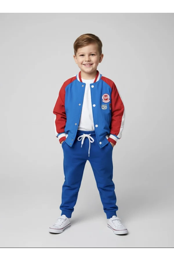 Kırmızı Mavi ve Beyaz Kolej Ceketi