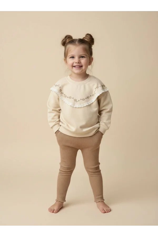 Bisiklet Yaka Fırfır Detaylı Çocuk Üst Giyim