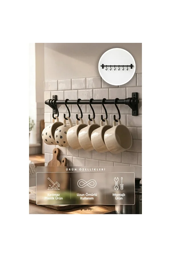 8 Kancalı Yapışkanlı Askı Aparatı