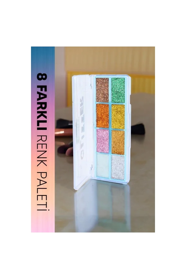 8 Renk Yaz Glitter Far Paleti - 2li Set