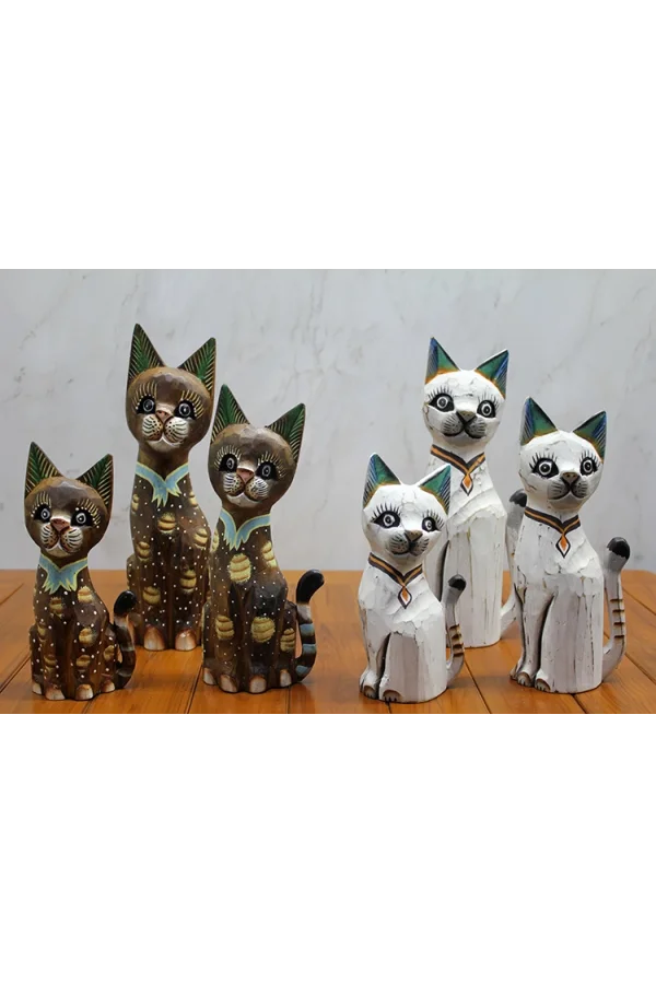 Ahşap 3lü Kedi Seti 30 Cm