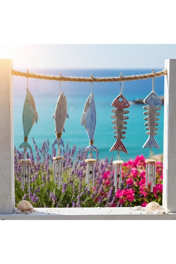 Ahşap Balıklı Metal Çan