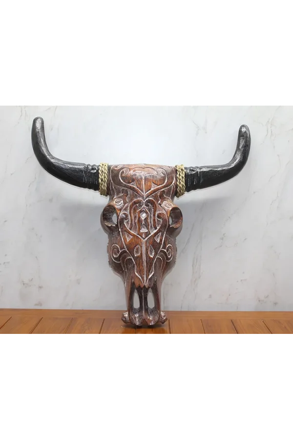 Ahşap Duvara Asmalı Bufalo Kafası