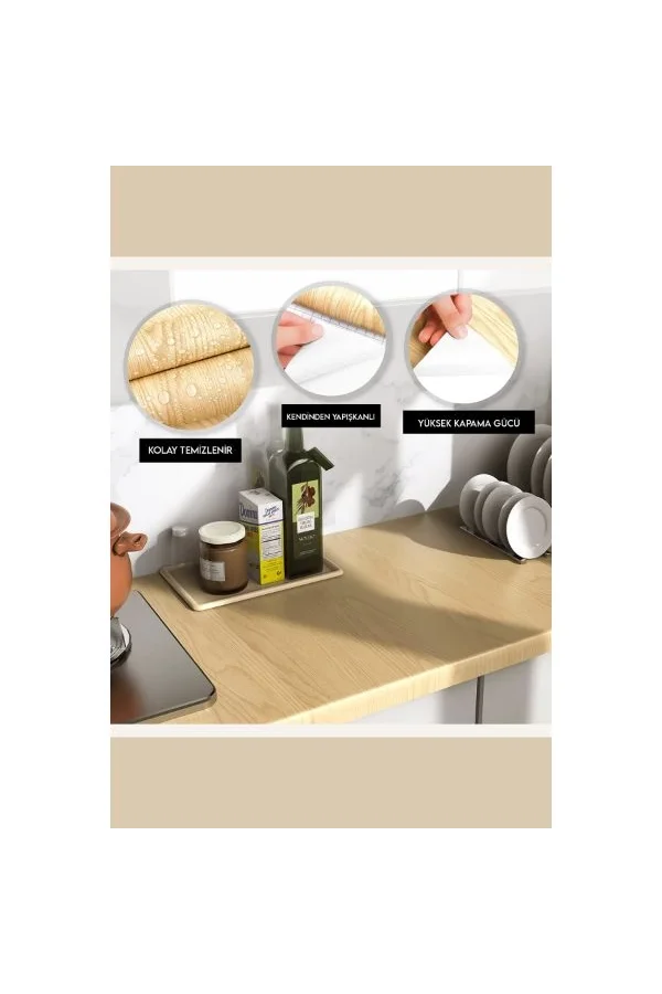 Ahşap Görünümlü Kendinden Yapışkanlı Kaplama Folyosu 5 Metre