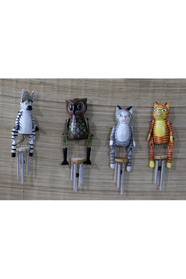 Ahşap Hayvan Figürlü Rüzgar Çanı Model 2