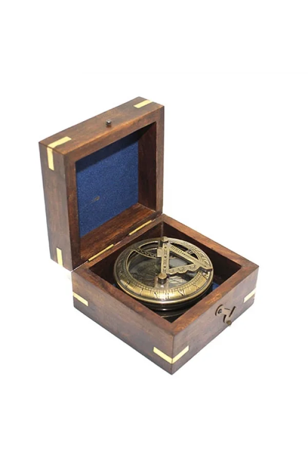 Ahşap Kutulu Pirinç Pusula Model 4