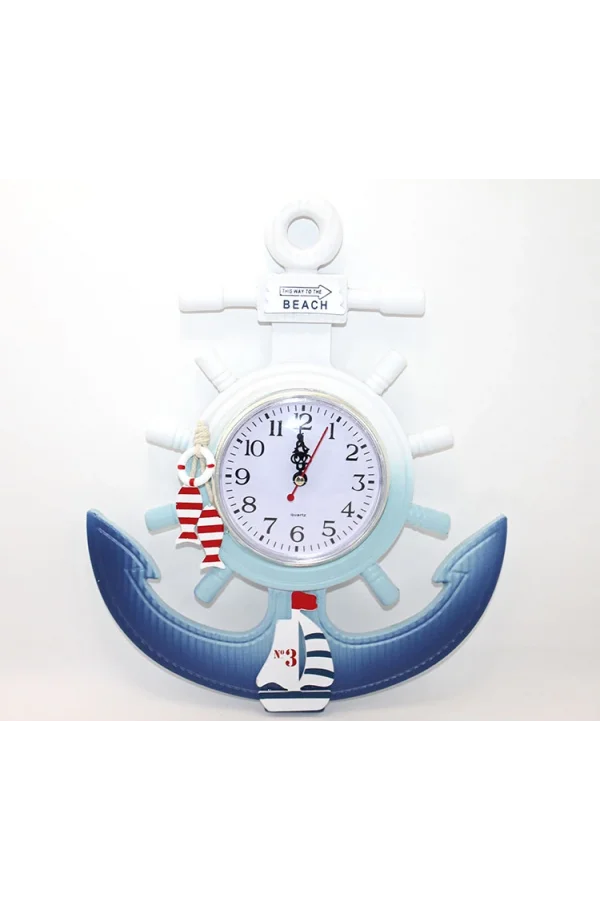 Ahşap Marin Dümenli Ve Çapa Tasarımı Saat Model 1