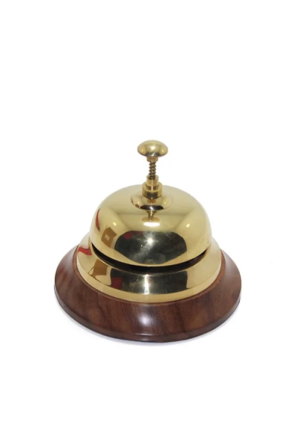 Altı Ahşap Üstü Pirinç Masa Üstü Resepsiyon Çanı