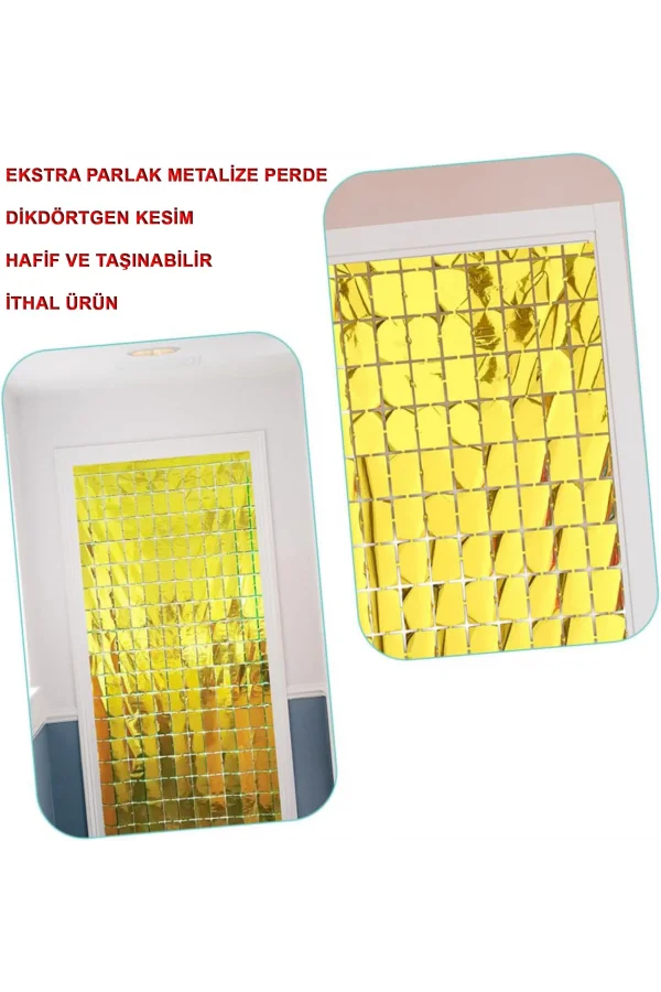 Altın Renk Disko Dikdörtgen Kesim Kapı Perdesi