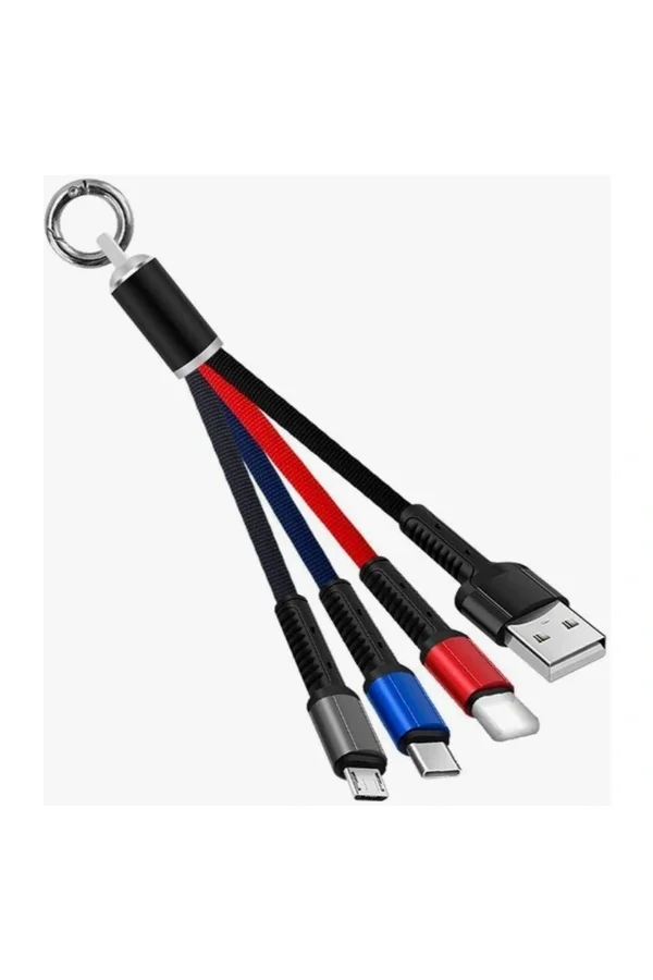 Anahtarlık Çoklu Şarj Kablosu 4 Başlıklı