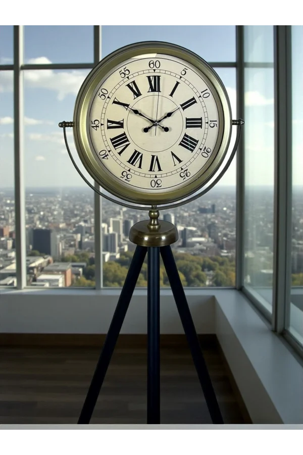 Antik Görünümlü Eskitme Tripod Ayaklı Saat