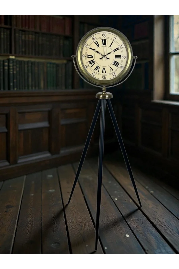Antik Görünümlü Eskitme Tripod Ayaklı Saat