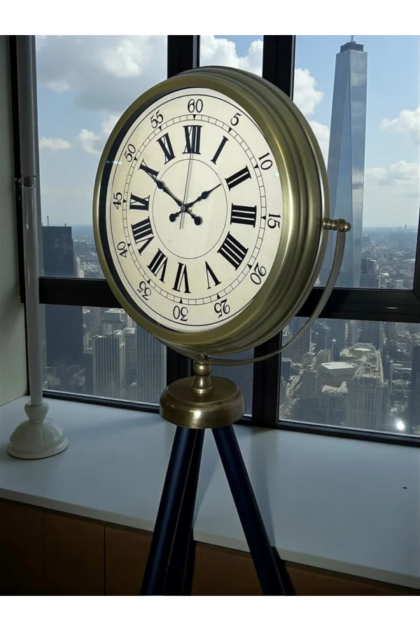 Antik Görünümlü Eskitme Tripod Ayaklı Saat